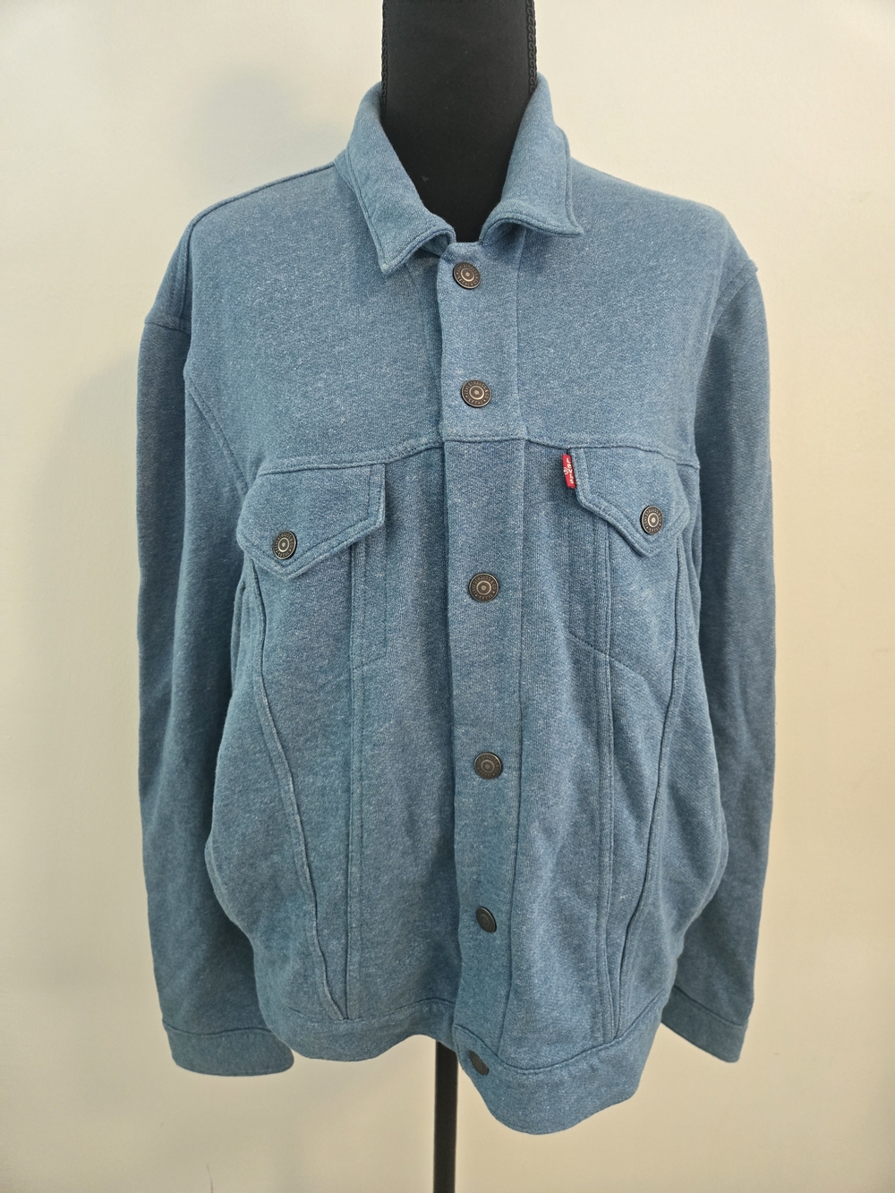 Levis Strauss Mens Light Blue Cotton Shirt Jacket Snap Front Size L - Picture 2 of 11